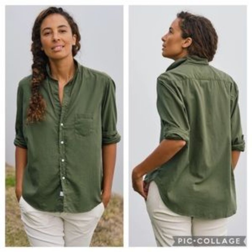 Frank & Eileen olive green cotton button down shirt size L